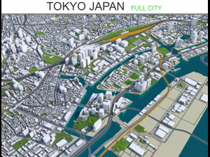 Cidade de Tóquio Japão 100 km Modelo 3D