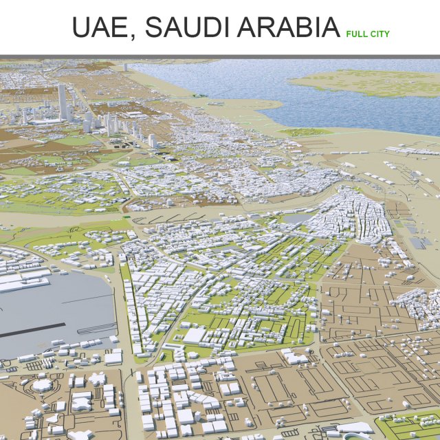 uae saudi arabia 3200km 3D Model .c4d .max .obj .3ds .fbx .stl .blend 