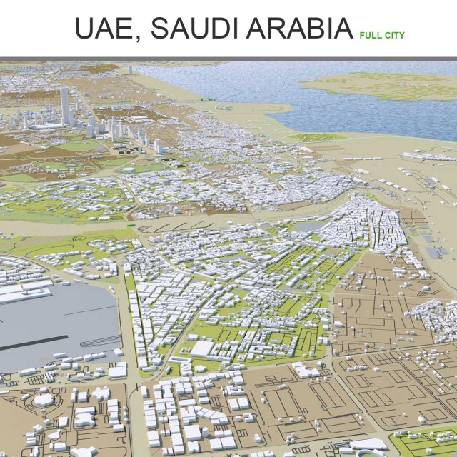 uae saudi arabia 3200km 3D Model .c4d .max .obj .3ds .fbx .stl .blend