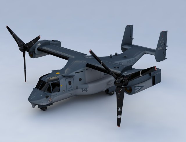 bell boeing v22 osprey helicopter 3D Model .c4d .max .obj .3ds .fbx .stl .blend 