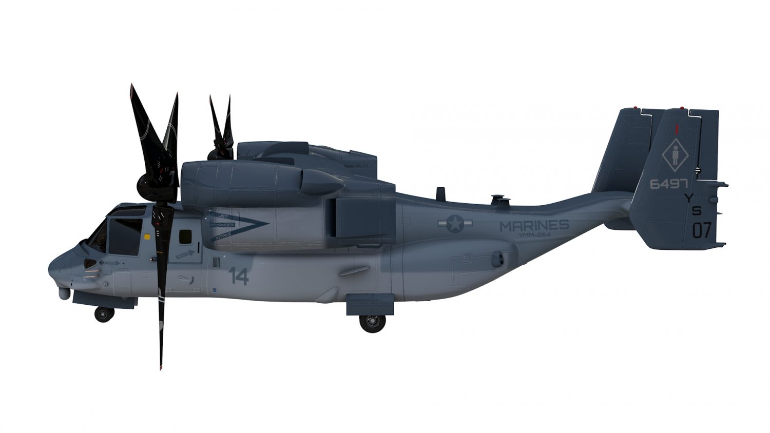 Bell Boeing V22 Osprey helicopter 3D Model in Jet 3DExport
