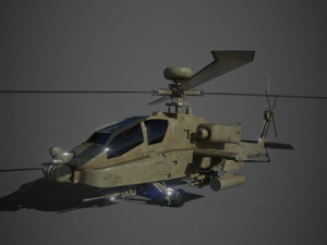 Boeing ah 64 apache military combat helicopter 3D Модель