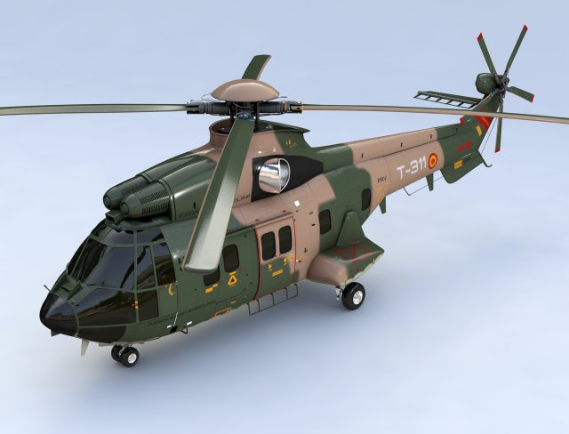 eurocopter as 332 superpuma helicopter military Modelo 3D .c4d .max .obj .3ds .fbx .stl .blend 