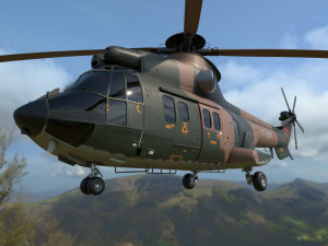 eurocopter as 332 superpuma helicopter military Modelo 3D