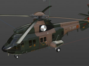 eurocopter as 332 superpuma helicopter military Modelo 3D