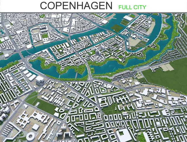 copenhagen 30km 3D Model .c4d .max .obj .3ds .fbx .stl .blend 
