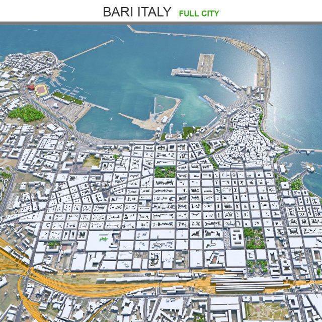 Bari city italy 30km Model 3D .c4d .max .obj .3ds .fbx .stl .blend 