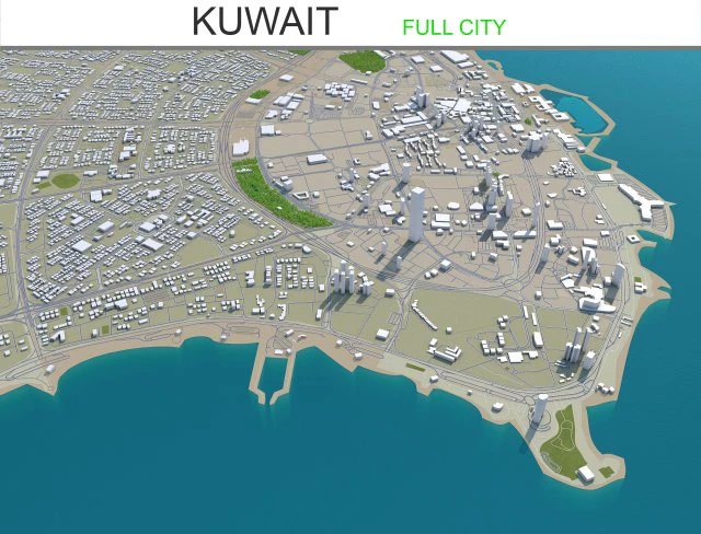 kuwait city 220 km 3D Model .c4d .max .obj .3ds .fbx .stl .blend