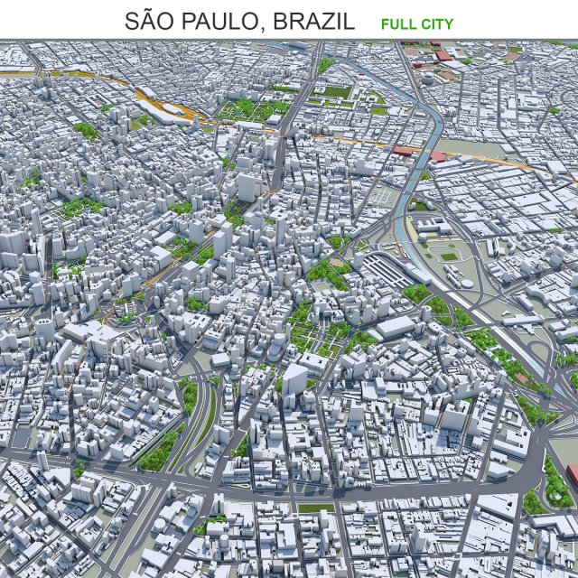So paulo city brazil 90km 3D Model .c4d .max .obj .3ds .fbx .stl .blend 