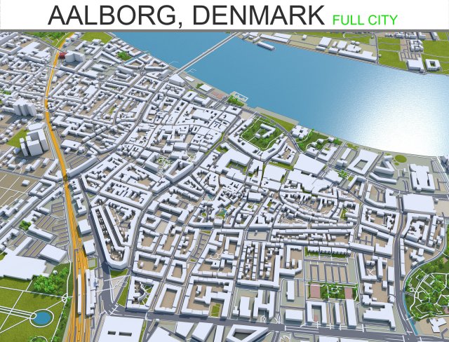 aalborg city denmark 35km 3D Модель .c4d .max .obj .3ds .fbx .stl .blend 