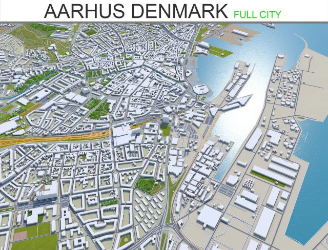 aarhus city denmark 80km 3D Model .c4d .max .obj .3ds .fbx .stl .blend 