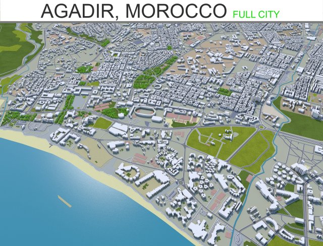 agadir city morocco 20km 3D Модель .c4d .max .obj .3ds .fbx .stl .blend 