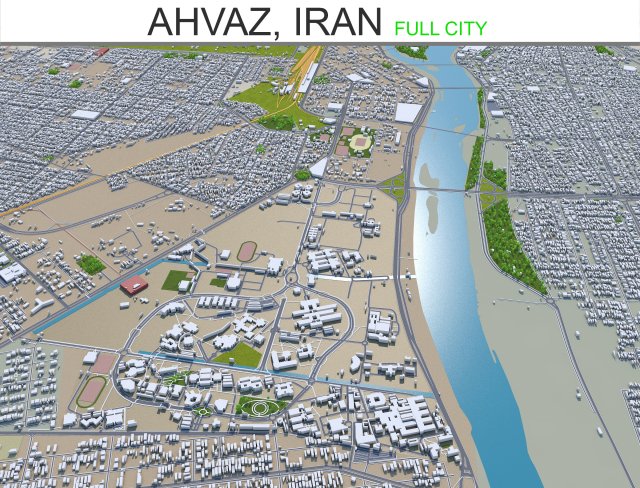 ahvaz city iran 50km Model 3D .c4d .max .obj .3ds .fbx .stl .blend