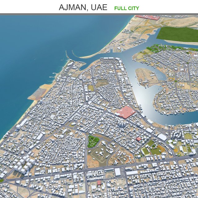 Ajman city uae 40km Modèle 3D .c4d .max .obj .3ds .fbx .stl .blend 