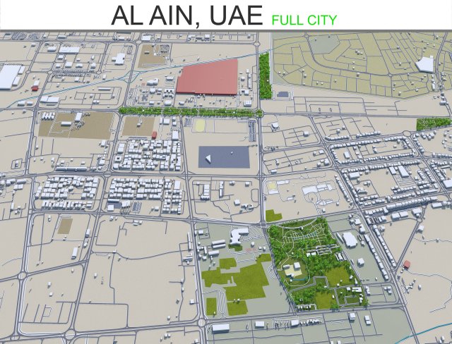 al ain city uae 65 km 3D Model .c4d .max .obj .3ds .fbx .stl .blend 