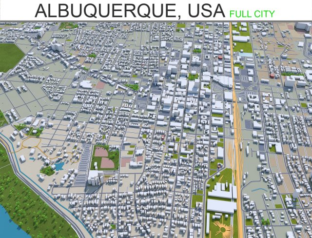 albuquerque city new mexico 50km 3D मॉडल .c4d .max .obj .3ds .fbx .stl .blend 