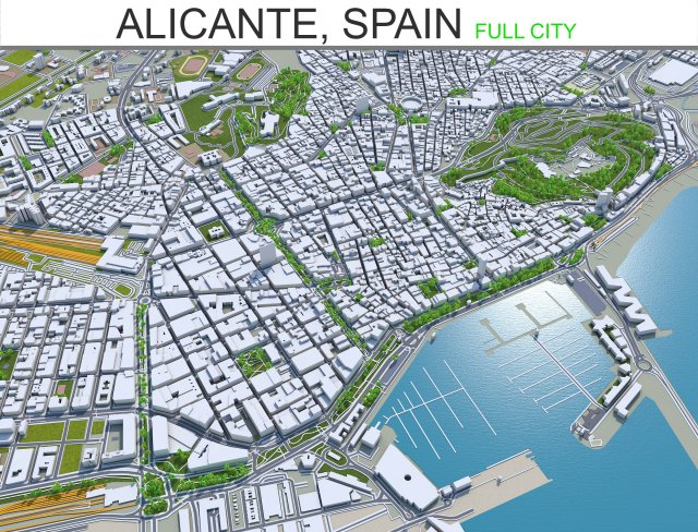 alicante city spain 40km Model 3D .c4d .max .obj .3ds .fbx .stl .blend 