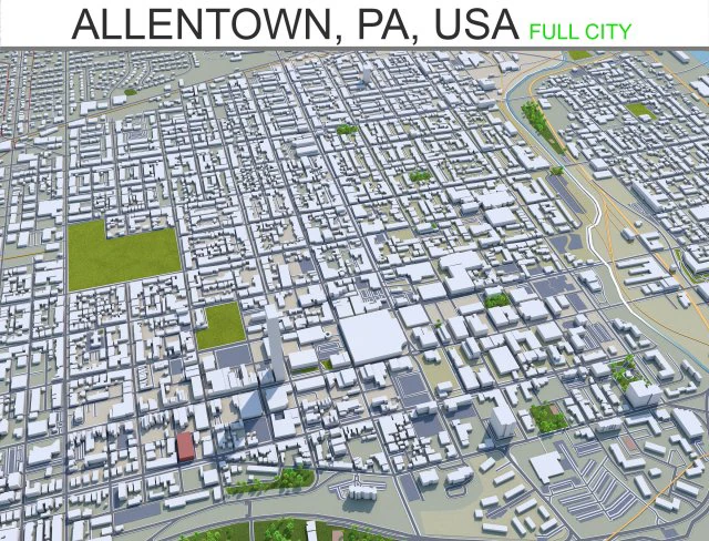 allentown city pennsylvania 30 km 3D Model .c4d .max .obj .3ds .fbx .stl .blend 