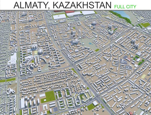 almatı şehri kazakistan 60 km 3D Model .c4d .max .obj .3ds .fbx .stl .blend 