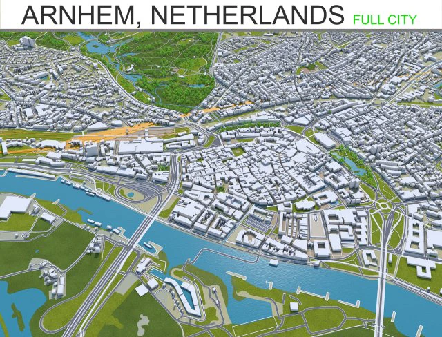 arnhem city netherlands 40 km 3D Model .c4d .max .obj .3ds .fbx .stl .blend 