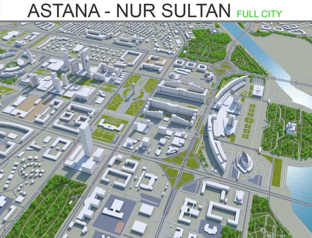 astana city kazakhstan 70km 3D Model .c4d .max .obj .3ds .fbx .stl .blend