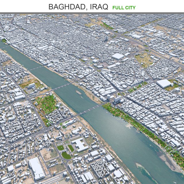 Baghdad city iraq 40 km Modello 3D .c4d .max .obj .3ds .fbx .stl .blend 