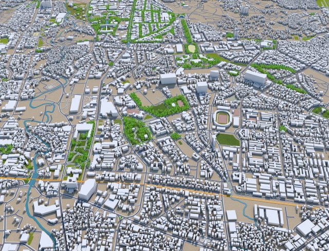 bandung city 25km 3D Model .c4d .max .obj .3ds .fbx .stl .blend 