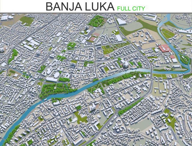 banja luka bosnia and herzegovina city 50km 3D-Modell .c4d .max .obj .3ds .fbx .stl .blend 