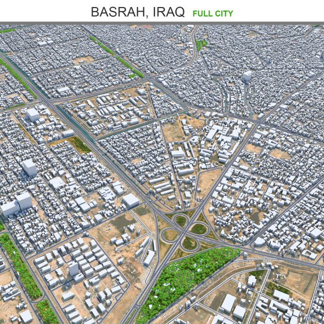 Basra city iraq 35km 3D Model .c4d .max .obj .3ds .fbx .stl .blend