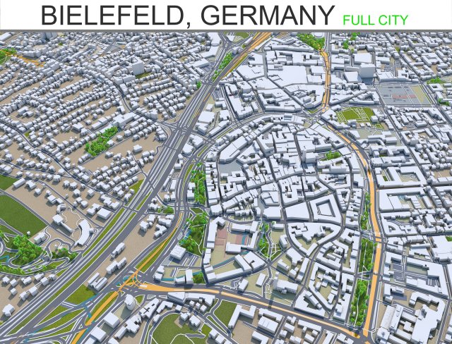bielefeld city germany 60km 3D 模型 .c4d .max .obj .3ds .fbx .stl .blend
