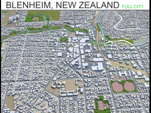 Blenheim miasto Nowa Zelandia 30 km Model 3D