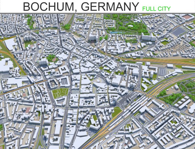 bochum city germany 35km 3D 모델 .c4d .max .obj .3ds .fbx .stl .blend 