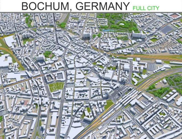 bochum city germany 35km 3D Model .c4d .max .obj .3ds .fbx .stl .blend 