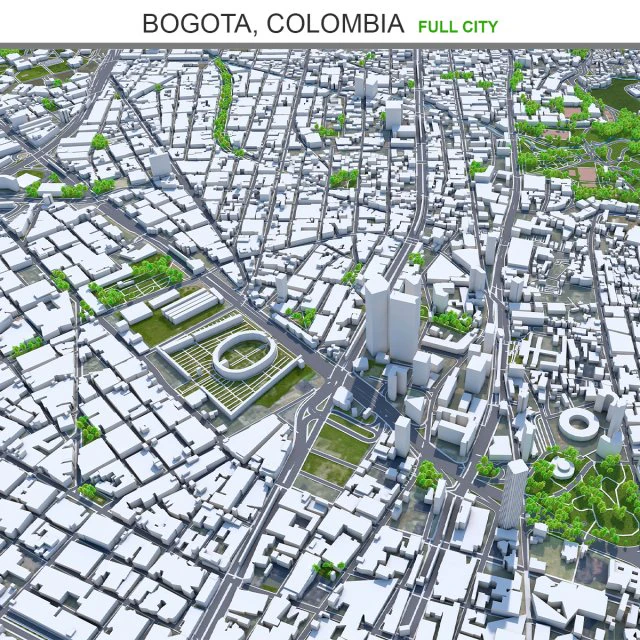 Bogota city columbia 50 km 3D Model .c4d .max .obj .3ds .fbx .stl .blend