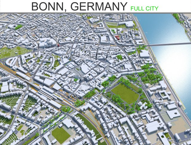 bonn city germany 60 km 3D Model .c4d .max .obj .3ds .fbx .stl .blend 