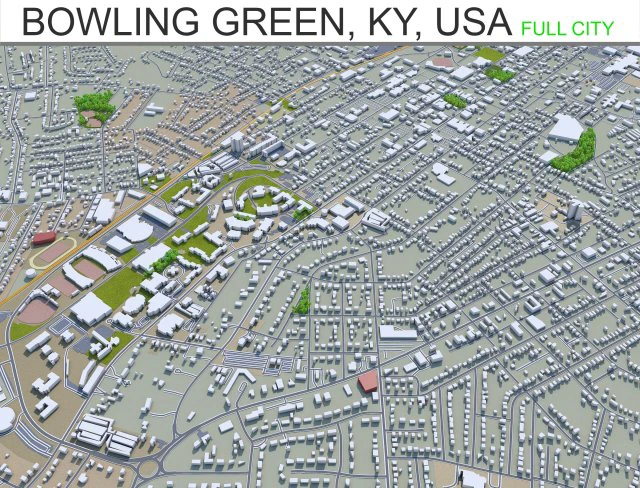 bowling green city kentucky usa 40 km 3D Model .c4d .max .obj .3ds .fbx .stl .blend
