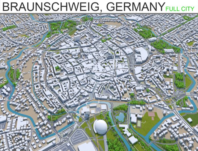 braunschweig city germany 40km Modelo 3D .c4d .max .obj .3ds .fbx .stl .blend 