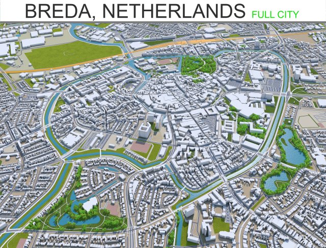 breda city netherlands 50km 3D Model .c4d .max .obj .3ds .fbx .stl .blend 