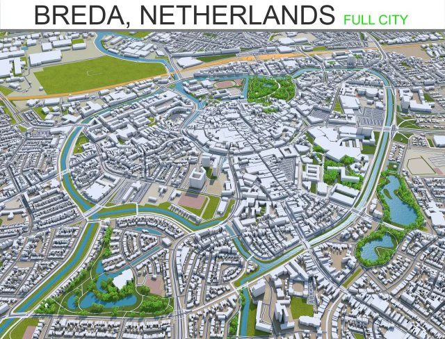 breda city netherlands 50km 3D Model .c4d .max .obj .3ds .fbx .stl .blend 