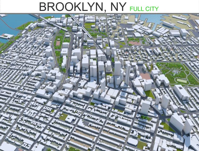 brooklyn city new york 60km 3D Model .c4d .max .obj .3ds .fbx .stl .blend 