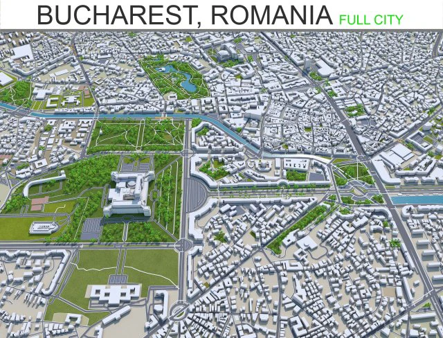 bucharest city romania 40km 3D Model .c4d .max .obj .3ds .fbx .stl .blend