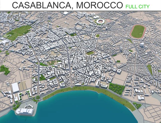 casablanca city morocco 50 km 3D Model .c4d .max .obj .3ds .fbx .stl .blend 