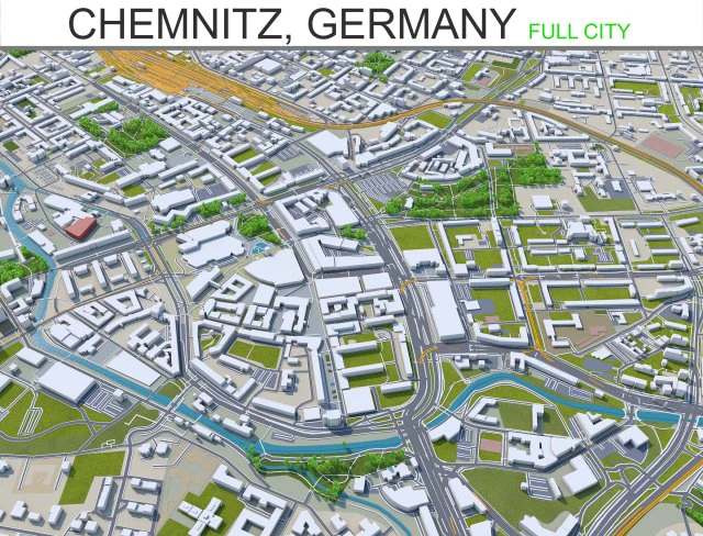 chemnitz city germany 40km 3D Model .c4d .max .obj .3ds .fbx .stl .blend