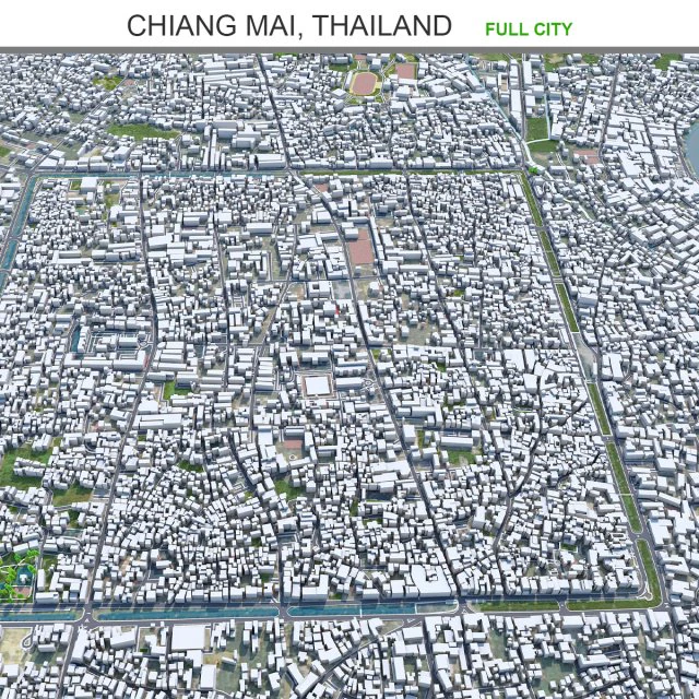 Chiang mai city thailand 40km 3D Model .c4d .max .obj .3ds .fbx .stl .blend 