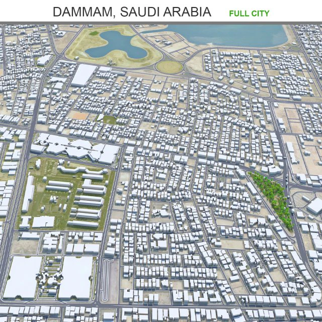 Dammam city saudi arabia 70km 3D Model .c4d .max .obj .3ds .fbx .stl .blend 