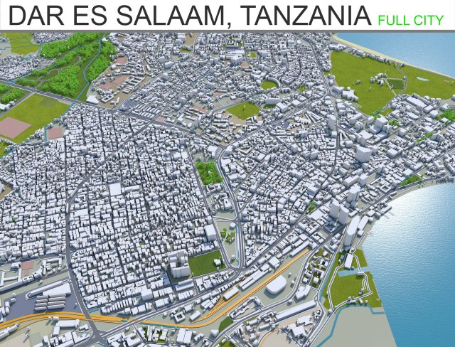 dar es salaam city tanzania 70km Modello 3D .c4d .max .obj .3ds .fbx .stl .blend 