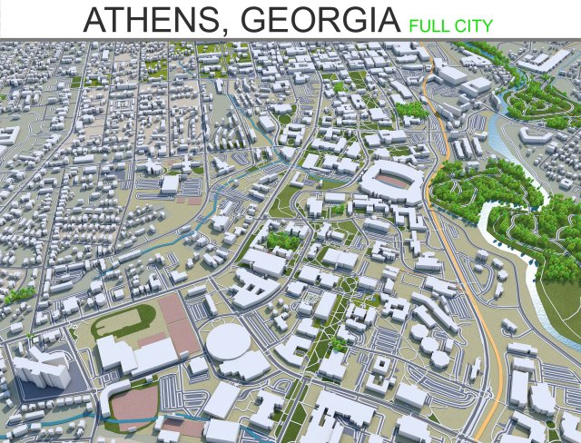 athen city georgia 40 km Modello 3D .c4d .max .obj .3ds .fbx .stl .blend 