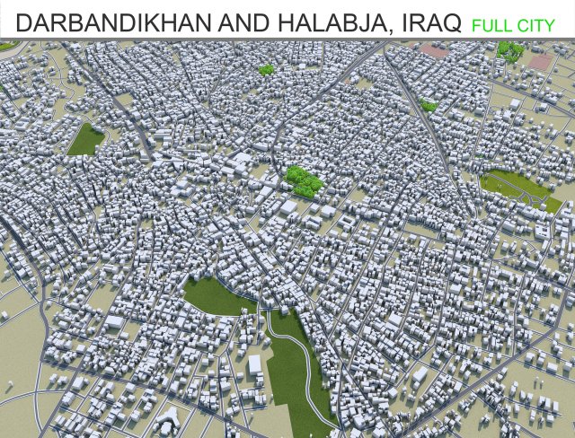 darbandikhan and halabja city iraq 55km Modello 3D .c4d .max .obj .3ds .fbx .stl .blend 