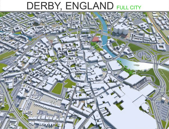 derby city england 40km 3D Model .c4d .max .obj .3ds .fbx .stl .blend