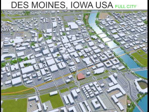 ville des moines iowa 40km Modèle 3D